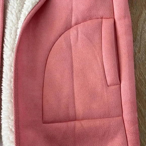 Unbranded faux suede and Sherpa shawl jacket coat pink girls size Euro 130 (6/7) - Picture 6 of 9